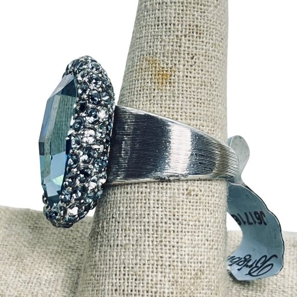 Brighton Contessa Silver Tone And Blue Glass Swarovski Crystals Ring (R460) - Picture 6 of 9